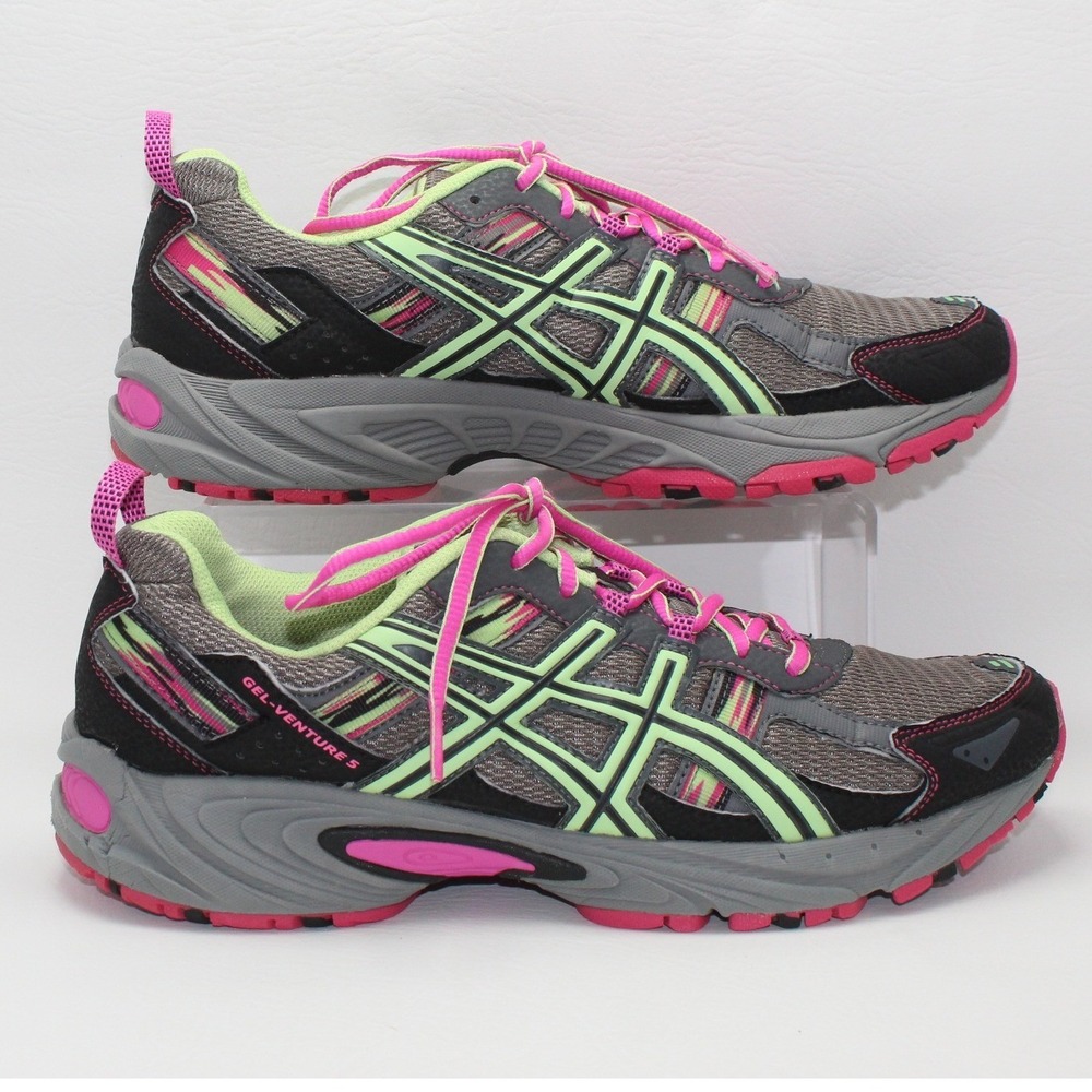 ASICS Gel-Venture 5 Womens Grey Neon Green Pink Trail‎ Running Shoes T5N8N 11